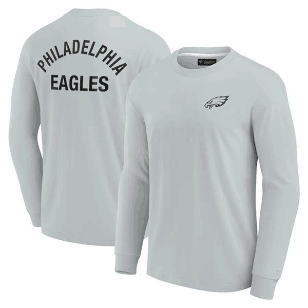 Men's Grey Philadelphia Eagles Signature Unisex Super Soft Long Sleeve T-Shirt